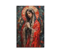 ZlXXYZ Wall Art for Modern Family Office Decor Canvas Posters - Religious Poster The Fragmented Divine Beauty of The Praying Virgin in Stained Glass 24x36inch(60x90cm) Unframe-style