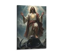 ZlXXYZ Wall Art for Modern Family Office Decor Canvas Posters - Religious Poster The Radiance of Jesus' Just Triumph Over Demons 24x36inch(60x90cm) Frame-style