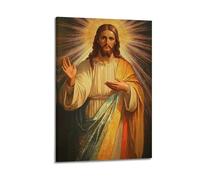 ZlXXYZ Wall Art for Modern Family Office Decor Canvas Posters - Religious Poster The Redemptive Hand Blessing of Jesus with Holy Radiance 20x30inch(50x75cm) Frame-style
