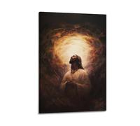 ZlXXYZ Wall Art for Modern Family Office Decor Canvas Posters - Religious Poster The Spiritual Enlightenment Realm of Jesus with Holy Light 12x18inch(30x45cm) Frame-style