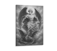 ZlXXYZ Wall Art for Modern Family Office Decor Canvas Posters - Religious Poster The Sword of Justice of Angel Michael 12x18inch(30x45cm) Frame-style