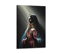 ZlXXYZ Wall Art for Modern Family Office Decor Canvas Posters - Religious Poster Virgin's Prayer And Integration of Divine Light 20x30inch(50x75cm) Frame-style