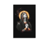 ZlXXYZ Wall Art for Modern Family Office Decor Canvas Posters - Religious Poster Virgin's Tear-Gold Image And Compassionate Rhythm of Faith 24x36inch(60x90cm) Unframe-style