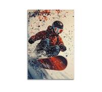 ZlXXYZ Wall Art for Modern Family Office Decor Canvas Posters - Sports Snowboarder Airborne in An Ink-splash Style 24x36inch(60x90cm) Unframe-style