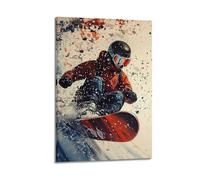 ZlXXYZ Wall Art for Modern Family Office Decor Canvas Posters - Sports Snowboarder Airborne in An Ink-splash Style 24x36inch(60x90cm) Frame-style