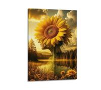 ZlXXYZ Wall Art for Modern Family Office Decor Canvas Posters - Surreal Natural Metaphor of Sunflower Goddess 24x36inch(60x90cm) Frame-style