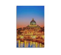 ZlXXYZ Wall Art for Modern Family Office Decor Canvas Posters - Travel Twilight at St. Peter's Basilica in Vatican 16x24inch(40x60cm) Unframe-style