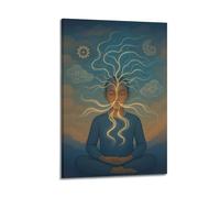ZLXZPL Abstract Meditative Mind Wall Art Canvas Posters Prints for Modern Family Living Room Decor Artwork 20x30inch(50x75cm) Frame-style