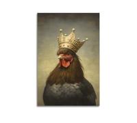 ZLXZPL Animal Classical-style Crowned Hen Portrait Wall Art Canvas Posters Prints for Modern Family Living Room Decor Artwork 16x24inch(40x60cm) Unframe
