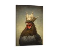 ZLXZPL Animal Classical-style Crowned Hen Portrait Wall Art Canvas Posters Prints for Modern Family Living Room Decor Artwork 24x36inch(60x90cm) Frame