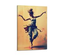 ZLXZPL Art Dynamic Modern Dancer Warm Tone Wall Art Canvas Posters Prints for Modern Family Living Room Decor Artwork 20x30inch(50x75cm) Frame-style