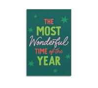 ZLXZPL Christmas Colorful Typography The Most Wonderful Time of The Year Showing Dynamic Festival Wall Art Canvas Posters Prints for Modern Family Living Room Decor Artwork 12x18inch(30x45cm) Unframe
