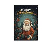ZLXZPL Christmas Decorated Santa in Forest Sends Sincere Wishes Wall Art Canvas Posters Prints for Modern Family Living Room Decor Artwork 16x24inch(40x60cm) Unframe