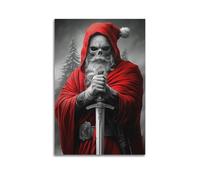 ZLXZPL Christmas Skeleton Santa With Holy Sword Standing In Snowy Forest Is Full Of Darkness Wall Art Canvas Posters Prints for Modern Family Living Room Decor Artwork 24x36inch(60x90cm) Unframe