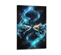 ZLXZPL Constellation Pisces Starry Sky Wall Art Canvas Posters Prints for Modern Family Living Room Decor Artwork 16x24inch(40x60cm) Frame-style