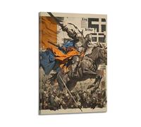 ZLXZPL Creativity King Arthur's Battlefield in Epic Brushstrokes Wall Art Canvas Posters Prints for Modern Family Living Room Decor Artwork 16x24inch(40x60cm) Frame