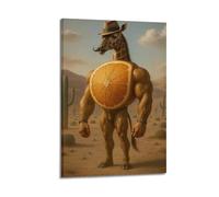 ZLXZPL Fantasy Western Desert Adventure of Orange-muscled Giraffe Wall Art Canvas Posters Prints for Modern Family Living Room Decor Artwork 12x18inch(30x45cm) Frame