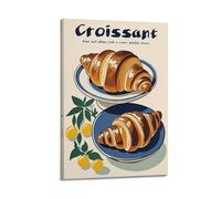 ZLXZPL Food Morning Warmth of French Croissants Wall Art Canvas Posters Prints for Modern Family Living Room Decor Artwork 24x36inch(60x90cm) Frame