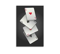 ZLXZPL Gambling Four Aces Playing Cards Stack Wall Art Canvas Posters Prints for Modern Family Living Room Decor Artwork 12x18inch(30x45cm) Unframe-style