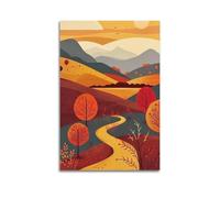 ZLXZPL Geometric Minimalist Art Scene of Autumn Mountain Path Wall Art Canvas Posters Prints for Modern Family Living Room Decor Artwork 24x36inch(60x90cm) Unframe