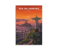 ZLXZPL Landscape Vintage Travel Style Rio De Janeiro Scene Wall Art Canvas Posters Prints for Modern Family Living Room Decor Artwork 12x18inch(30x45cm) Unframe