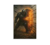 ZLXZPL Medieval Armor Knight Blocking Arrows with Shield Wall Art Canvas Posters Prints for Modern Family Living Room Decor Artwork 16x24inch(40x60cm) Unframe-style