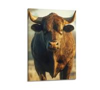 ZLXZPL Office Wall Painting Art Canvas Posters-Animal Poster Dignified Bull In Sunlight Filled With Majesty Decorative Painting 12x18inch(30x45cm) Frame-style