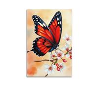 ZLXZPL Office Wall Painting Art Canvas Posters-Art Poster Colorful Butterfly Cherry Blossoms Aesthetic Fresh Canvas Decor 16x24inch(40x60cm) Unframe-style