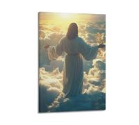 ZLXZPL Office Wall Painting Art Canvas Posters-Character Poster Robed Figure Open Arms Above Clouds Sacred Decorative Painting 08x12inch(20x30cm) Frame-style