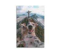 ZLXZPL Office Wall Painting Art Canvas Posters-Cute Pet Poster Dogs Rio De Janeiro Selfie Decorative Art 12x18inch(30x45cm) Unframe-style