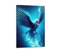 ZLXZPL Office Wall Painting Art Canvas Posters-Fantasy Poster Blue Eagle With Mystical Aura Bringing Wonder Decorative Painting 20x30inch(50x75cm) Frame-style