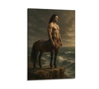 ZLXZPL Office Wall Painting Art Canvas Posters-Fantasy Poster Centaur by Sea Mighty Image Show Grand Charm Decorative Painting 24x36inch(60x90cm) Frame-style