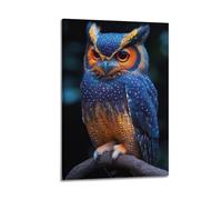 ZLXZPL Office Wall Painting Art Canvas Posters-Fantasy Poster Colorful Owl Bringing Magical Vibe Decorative Painting 24x36inch(60x90cm) Frame-style