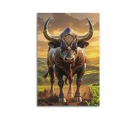 ZLXZPL Office Wall Painting Art Canvas Posters-Fantasy Poster Decorated Bull Bringing Majesty Decorative Painting 08x12inch(20x30cm) Unframe-style