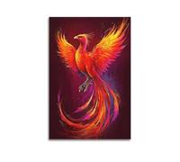 ZLXZPL Office Wall Painting Art Canvas Posters-Fantasy Poster Fiery Phoenix In Flight Bringing Mythical Vibe Decorative Painting 08x12inch(20x30cm) Unframe-style