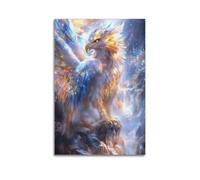 ZLXZPL Office Wall Painting Art Canvas Posters-Fantasy Poster Glowing Eagle on Cliff Decor Mythical Vibe Creator Painting 16x24inch(40x60cm) Unframe-style