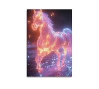ZLXZPL Office Wall Painting Art Canvas Posters-Fantasy Poster Glowing Horse Bringing Magic Decorative Painting 24x36inch(60x90cm) Unframe-style