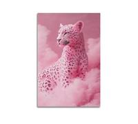 ZLXZPL Office Wall Painting Art Canvas Posters-Fantasy Poster Pink Leopard in Pink Clouds Dreamy And Luxurious Painting 16x24inch(40x60cm) Unframe-style