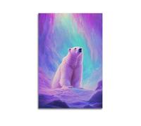 ZLXZPL Office Wall Painting Art Canvas Posters-Fantasy Poster Polar Bear In Rainbow Cave Bringing Dreamy Vibe Decorative Painting 16x24inch(40x60cm) Unframe-style
