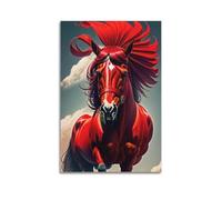 ZLXZPL Office Wall Painting Art Canvas Posters-Fantasy Poster Red Horse With Flowing Mane Bringing Vitality Decorative Painting 20x30inch(50x75cm) Unframe-style