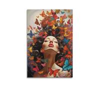 ZLXZPL Office Wall Painting Art Canvas Posters-Fantasy Poster Woman Surrounded By Butterflies Bringing Dreamy Vibe Decorative Painting 24x36inch(60x90cm) Unframe-style