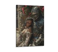 ZLXZPL Office Wall Painting Art Canvas Posters-Figure Poster Knight And Beauty Mysterious And Shocking Adding A Fantasy Atmosphere to Studies Art 12x18inch(30x45cm) Frame-style
