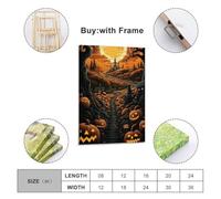 ZLXZPL Office Wall Painting Art Canvas Posters-Halloween Poster Pumpkin Town Full Of Fantasy Warm Atmosphere Halloween Decorations 20x30inch(50x75cm) Frame-style