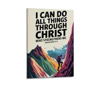 ZLXZPL Office Wall Painting Art Canvas Posters-Inspirational Poster Mountain Climbing with Bible Verse Uplifting And Motivational Painting 16x24inch(40x60cm) Frame-style