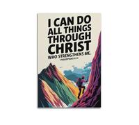 ZLXZPL Office Wall Painting Art Canvas Posters-Inspirational Poster Mountain Climbing with Bible Verse Uplifting And Motivational Painting 20x30inch(50x75cm) Unframe-style