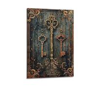 ZLXZPL Office Wall Painting Art Canvas Posters-Item Poster Retro Keys Cute And Healing Adding Childlike Fun to Children's Rooms Art 16x24inch(40x60cm) Frame-style
