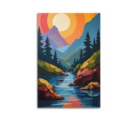 ZLXZPL Office Wall Painting Art Canvas Posters-Landscape Poster Mountain Sunrise Fresh Healing And Super Eye - Catching 20x30inch(50x75cm) Unframe-style