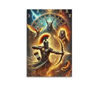 ZLXZPL Office Wall Painting Art Canvas Posters-Myth Poster Astrolabe Warrior And Divine Beast Mysterious And Shocking Adding A Fantasy Atmosphere to Studies Art 12x18inch(30x45cm) Unframe-style
