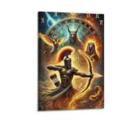 ZLXZPL Office Wall Painting Art Canvas Posters-Myth Poster Astrolabe Warrior And Divine Beast Mysterious And Shocking Adding A Fantasy Atmosphere to Studies Art 08x12inch(20x30cm) Frame-style