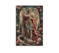 ZLXZPL Office Wall Painting Art Canvas Posters-Myth Poster Holy Armored Angel Fighting Dragon Mysterious And Shocking Adding A Fantasy Atmosphere to Studies Art 20x30inch(50x75cm) Unframe-style